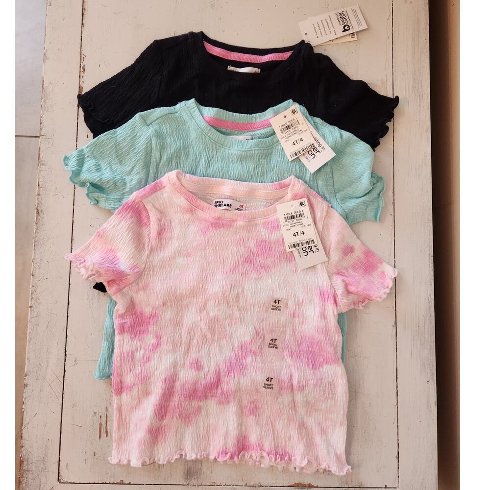 NWT Epic Threads Girl's Shirt Sleeve Shirt Bundle Cotton 4T